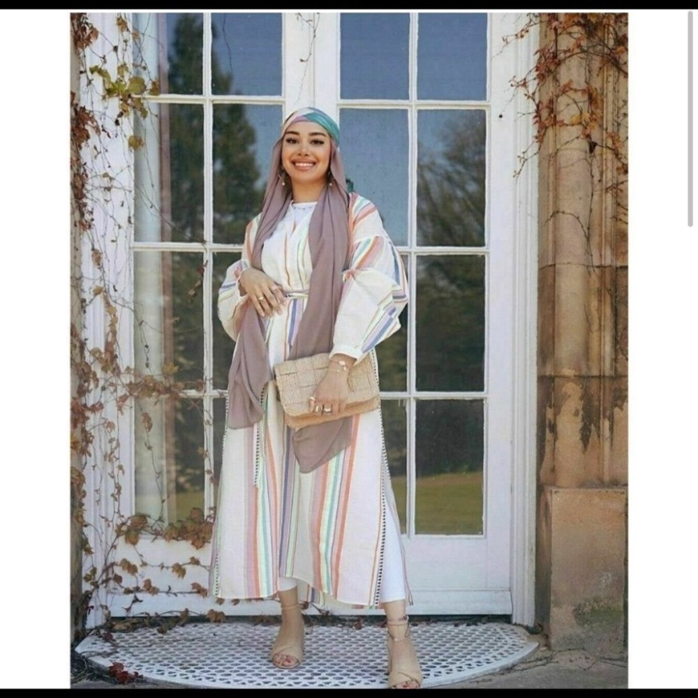 H&M x Lemlem Kaftan Dress Colorful Striped Lyocell